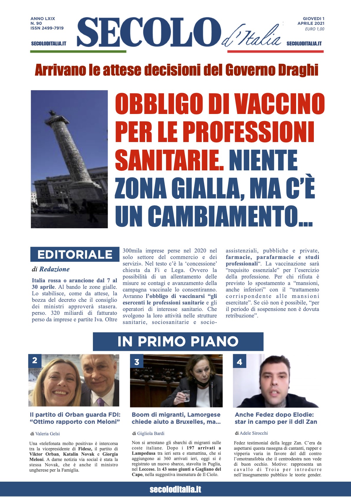 Giovedi 1 Aprile 2021