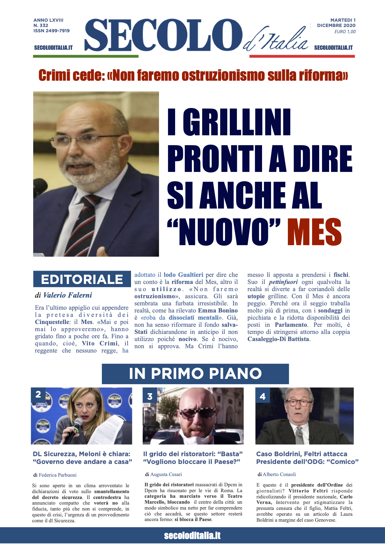Martedi 1 Dicembre 2020