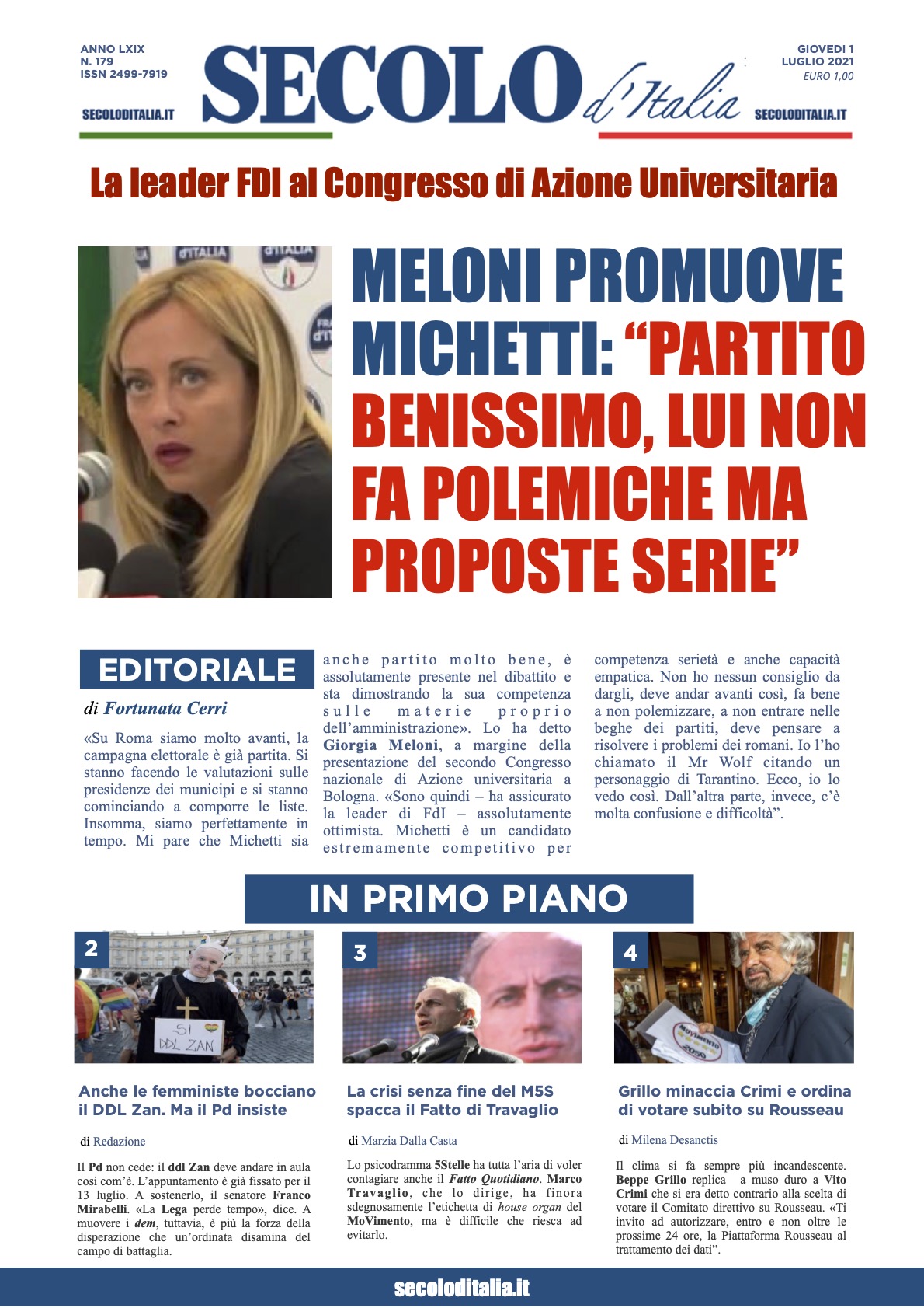 Giovedi 1 Luglio 2021