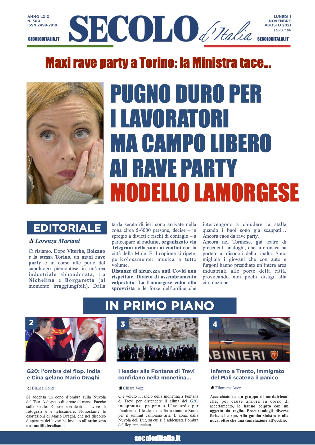 Lunedi 1 Novembre 2021