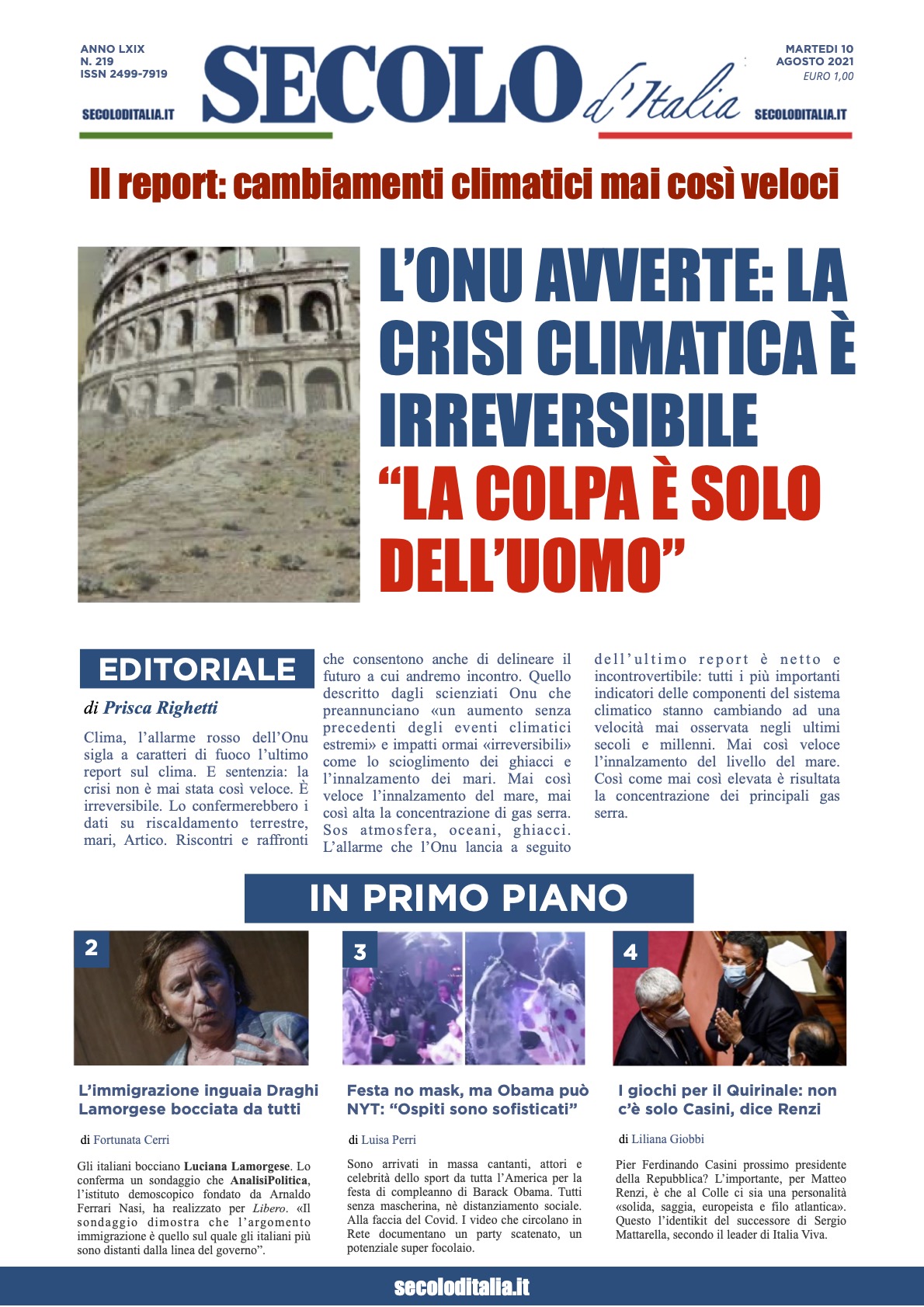 Martedi 10 Agosto 2021