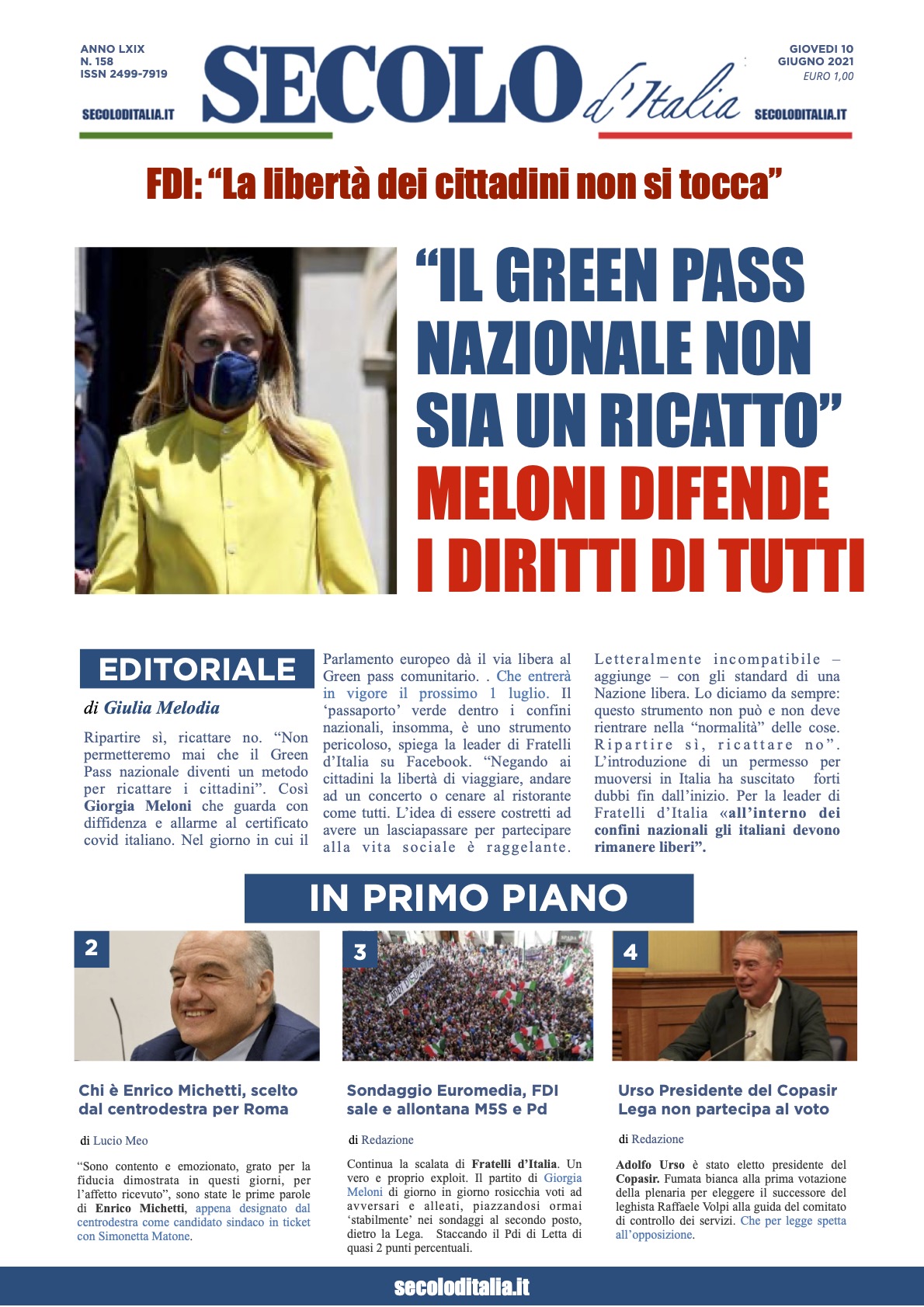 Giovedi 10 Giugno 2021