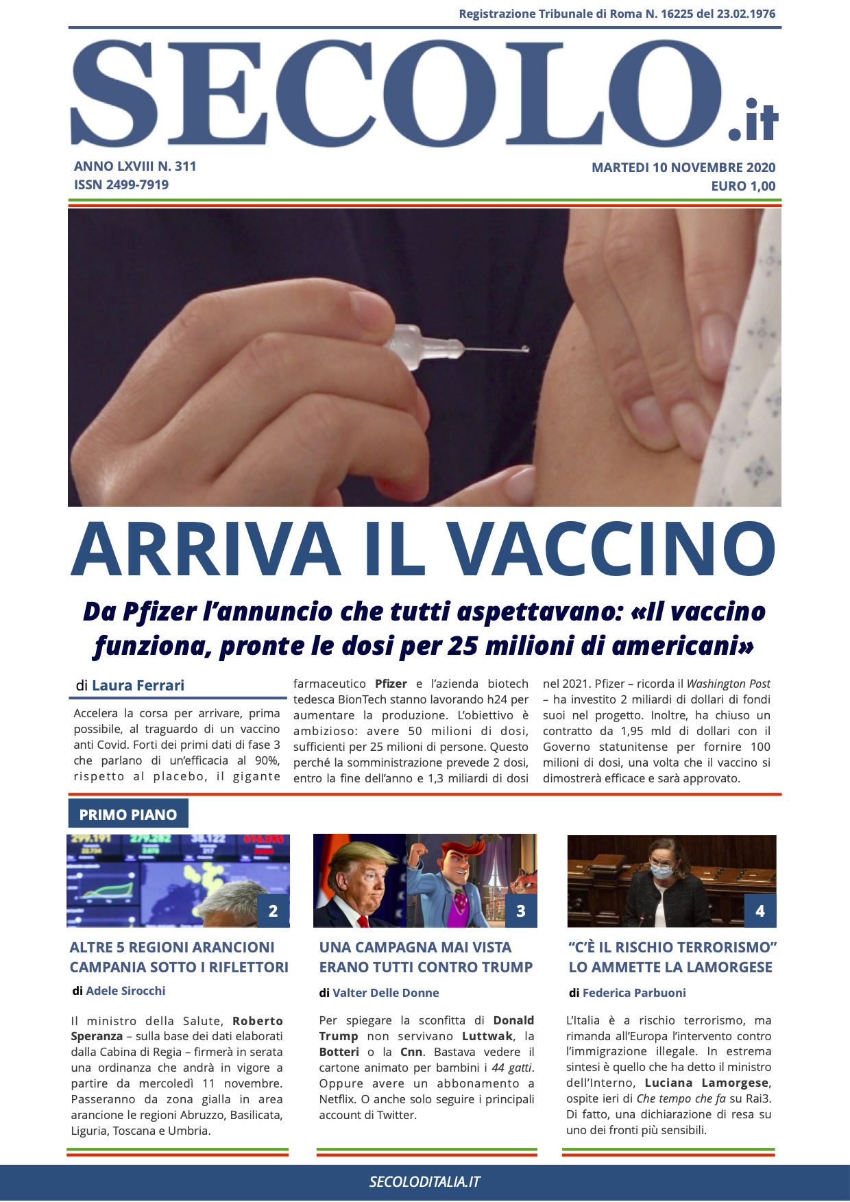 Martedi 10 Novembre 2020