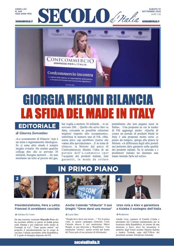 Sabato 10 settembre 2022