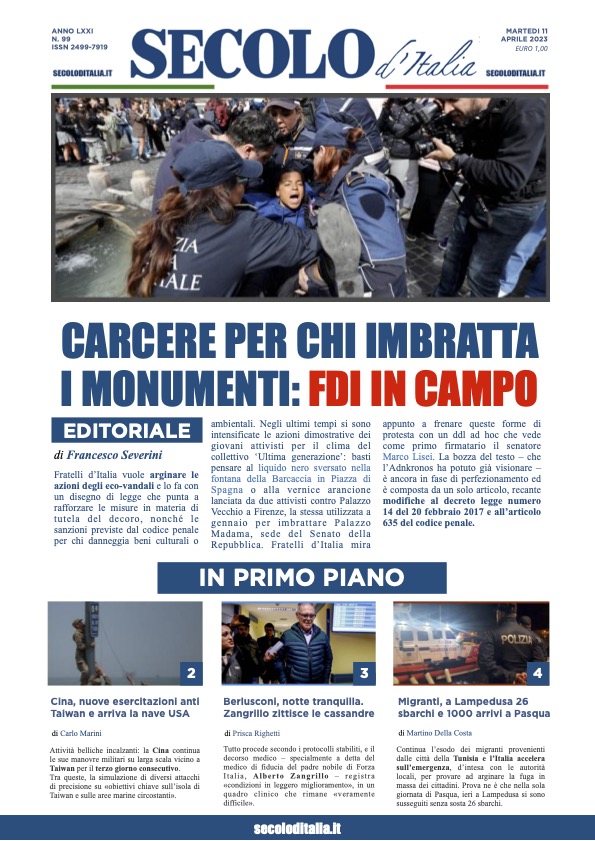 Martedi 11 aprile 2023