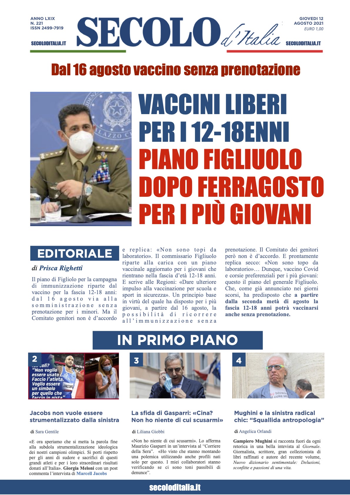 Giovedi 12 Agosto 2021