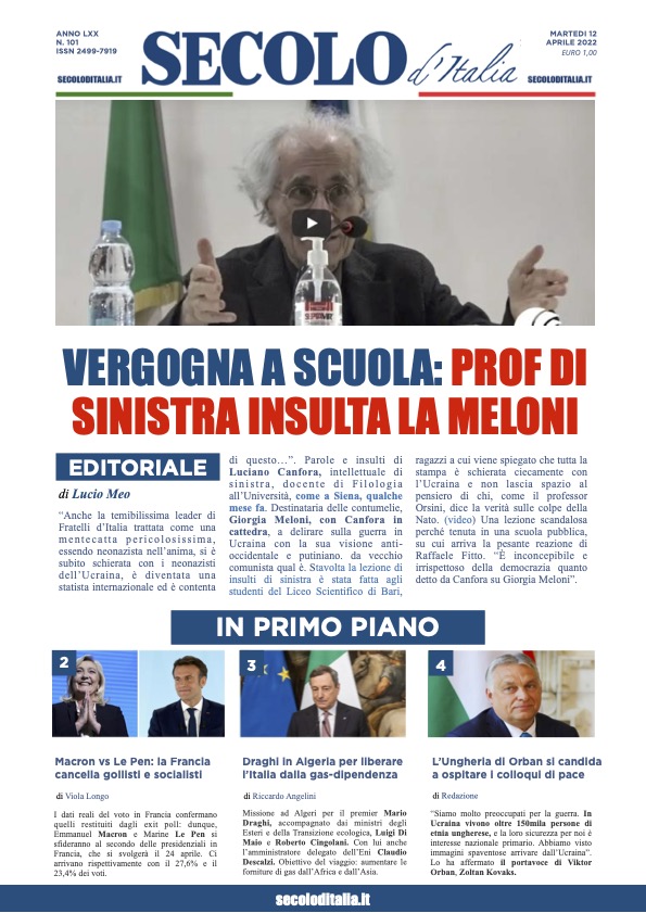 Martedi 12 aprile 2022