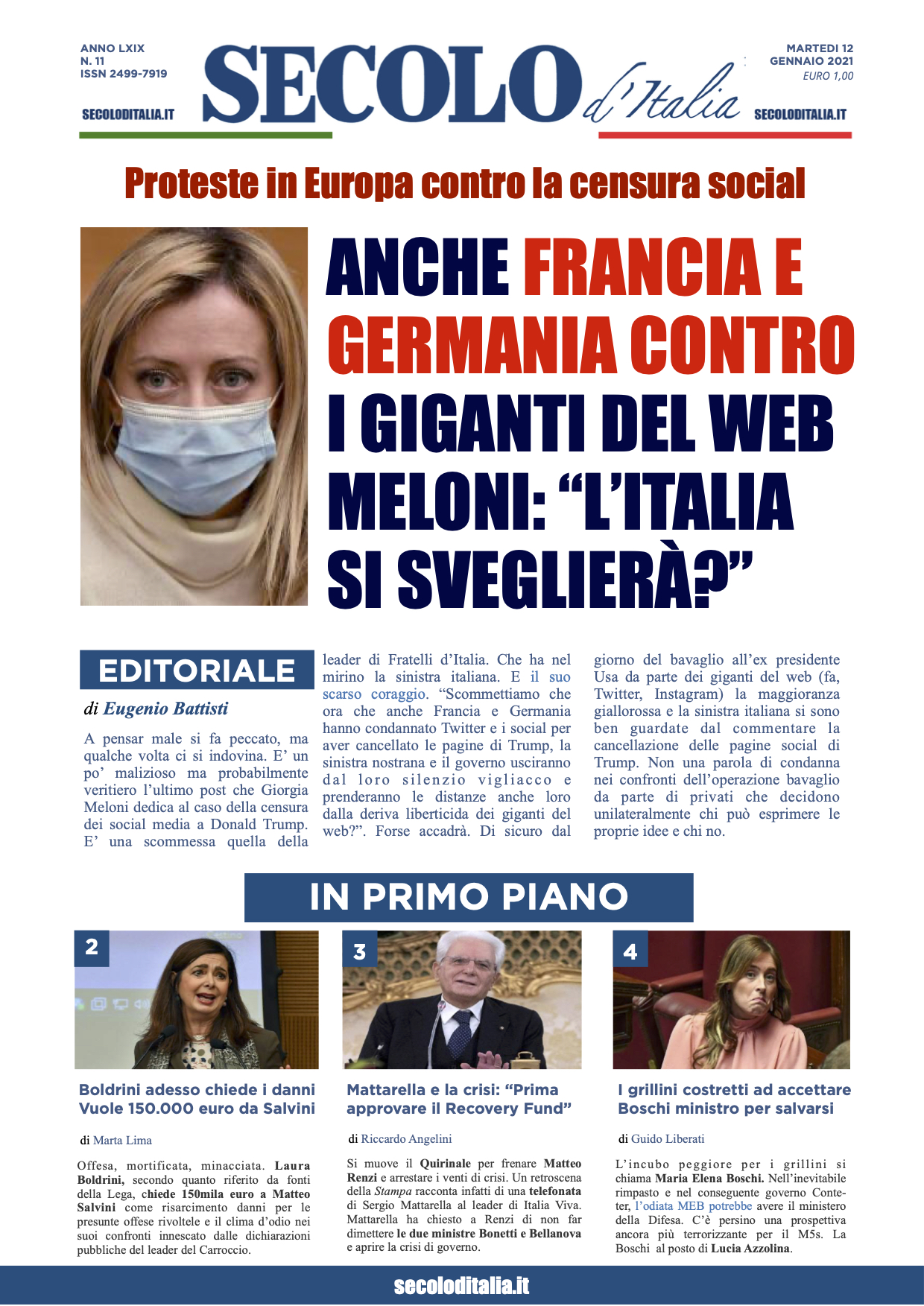 Martedi 12 Gennaio 2021