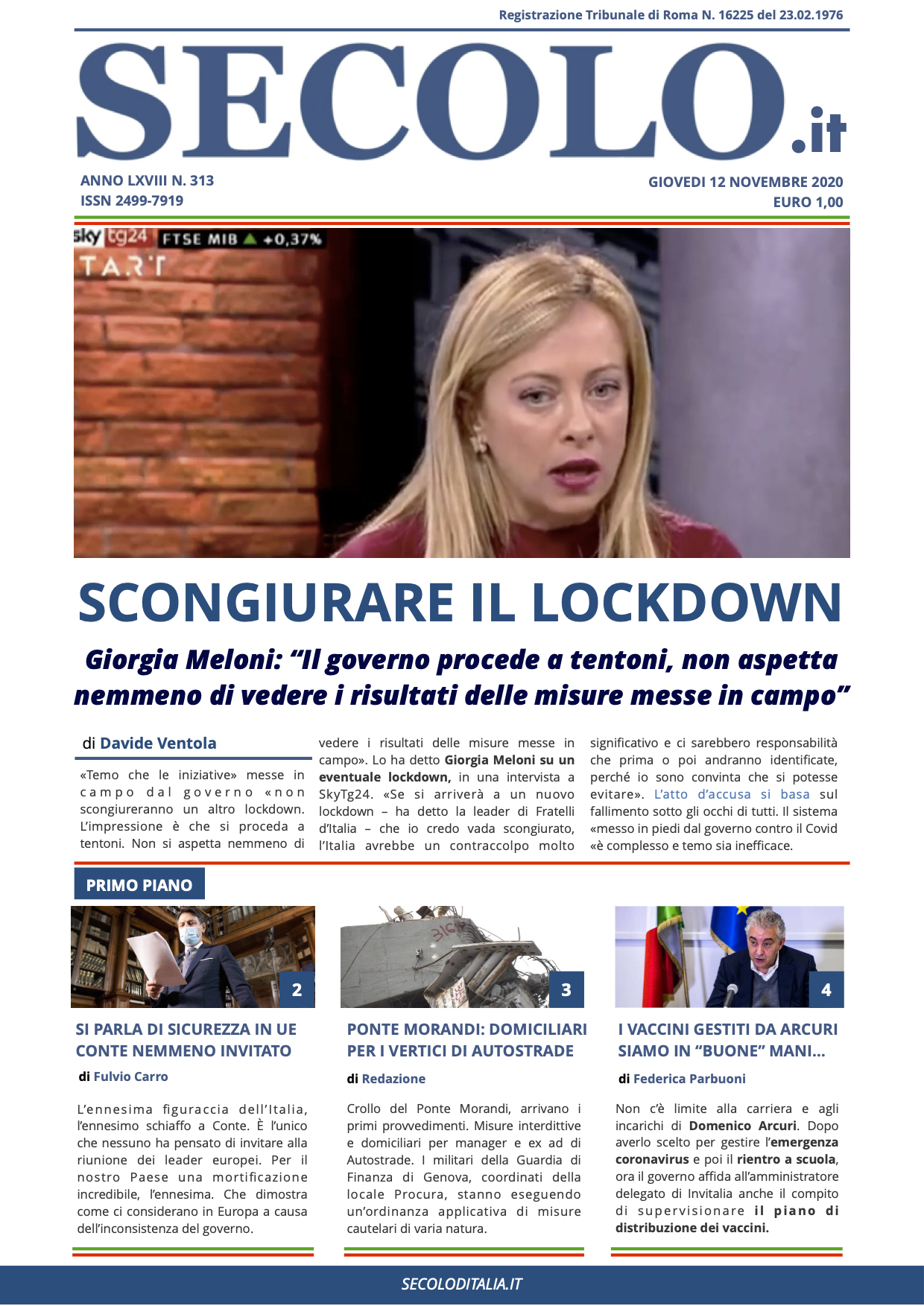 Giovedi 12 Novembre 2020