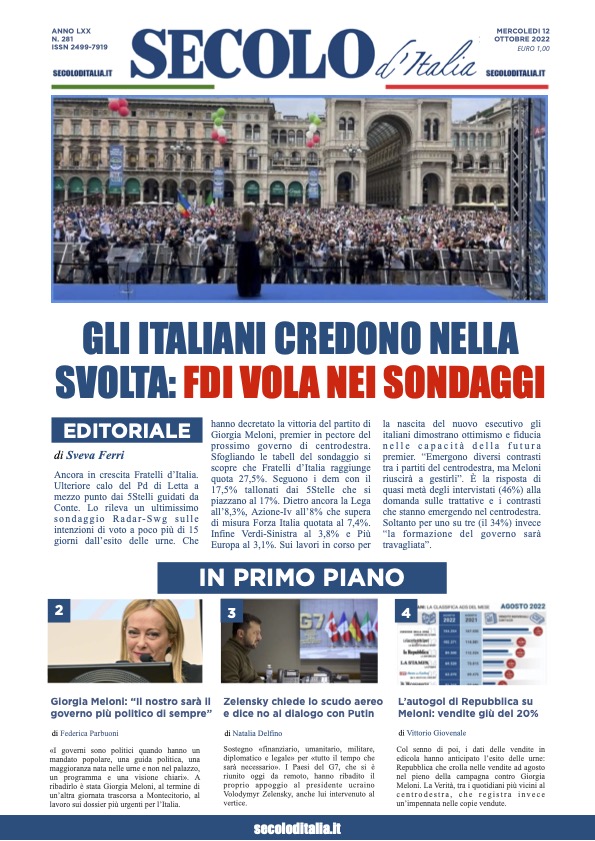 Mercoledi 12 ottobre 2022
