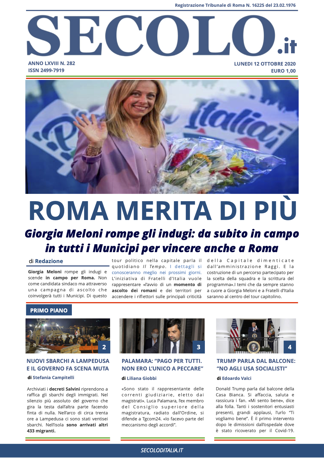 Lunedi 12 Ottobre 2020