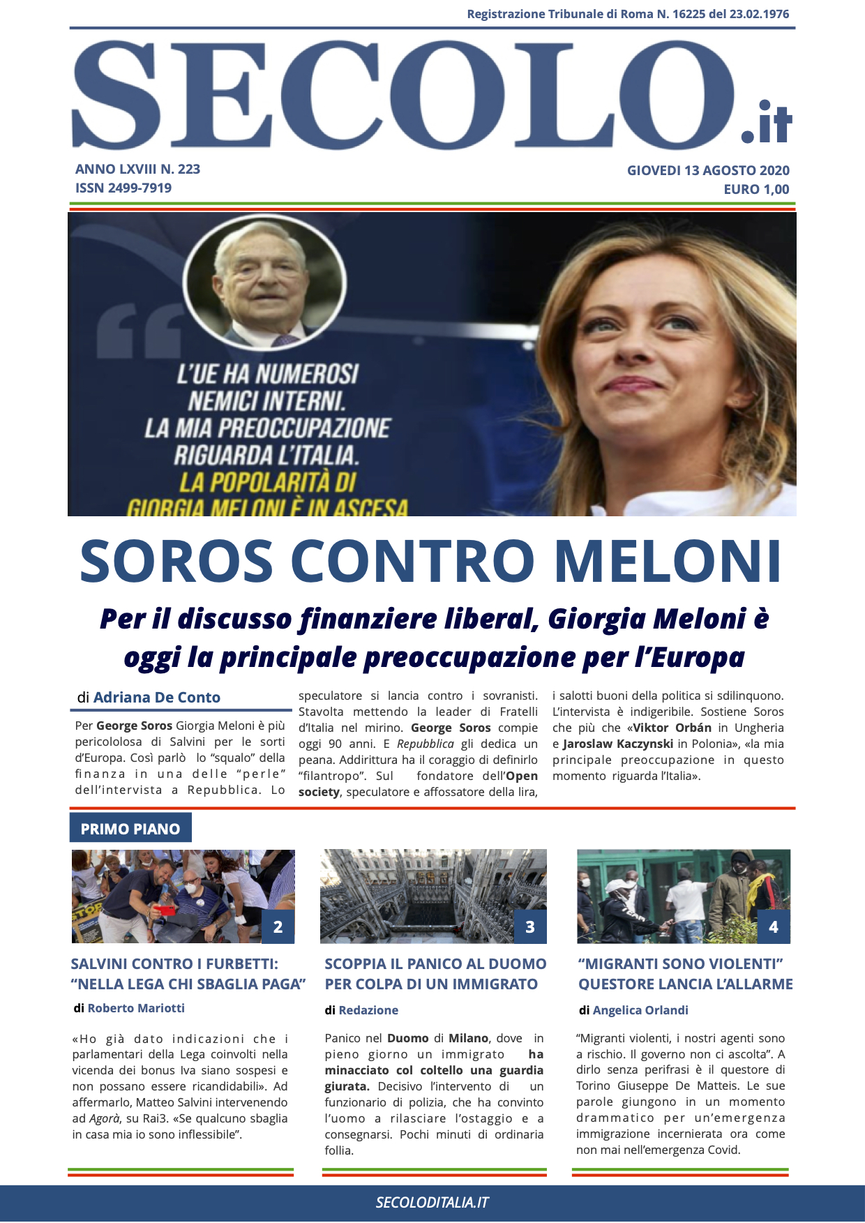 Giovedi 13 Agosto 2020