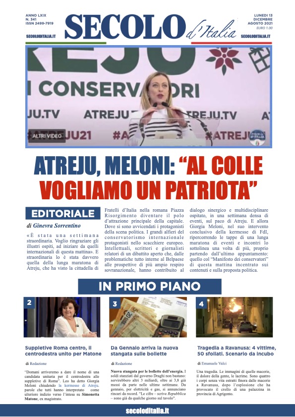Lunedi 13 Dicembre 2021
