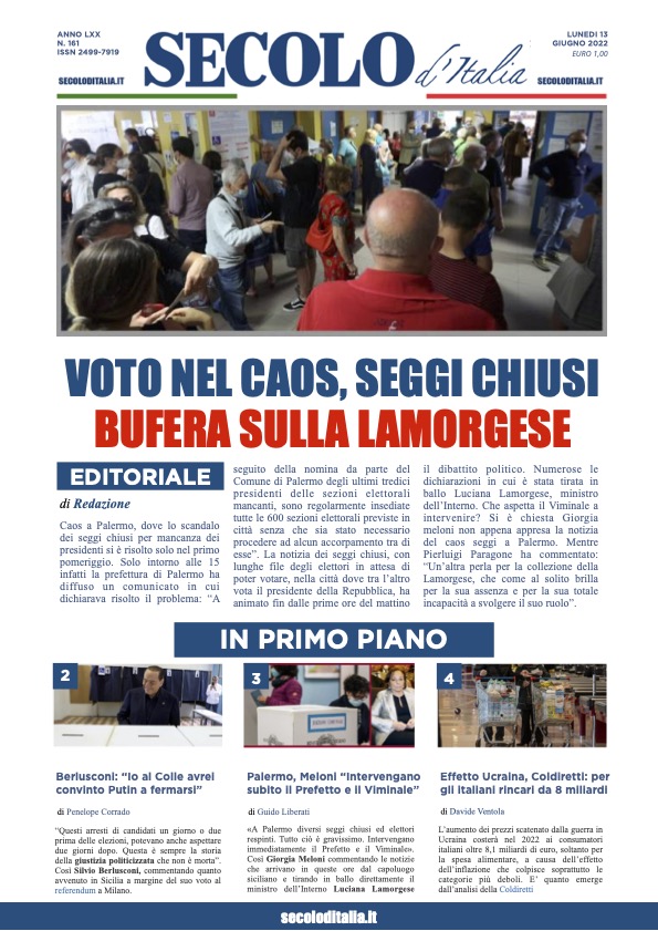 Lunedi 13 giugno 2022