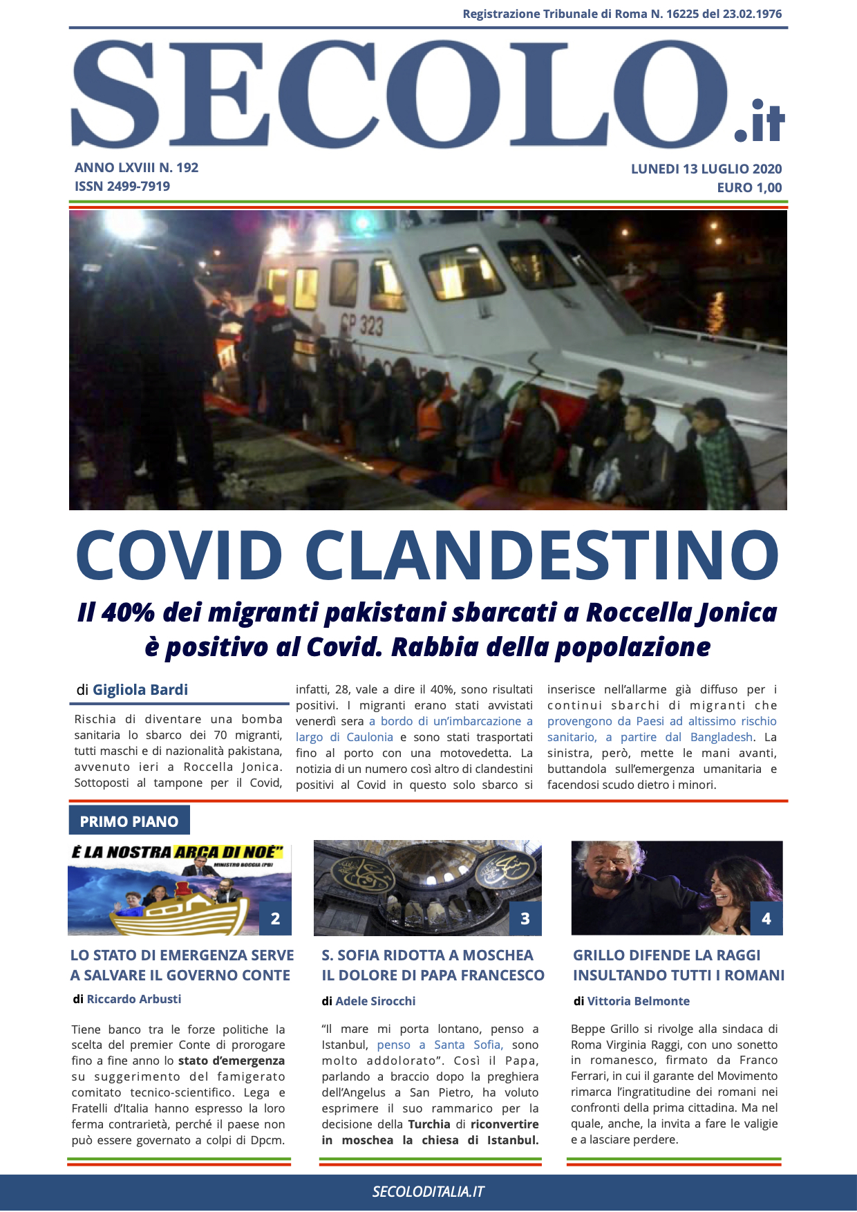 Lunedi 13 Luglio 2020