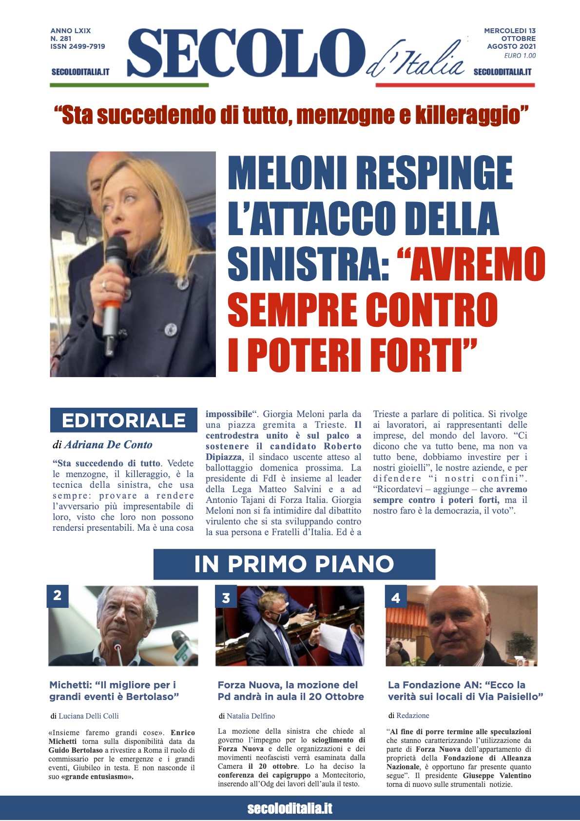 Mercoledi 13 Ottobre 2021