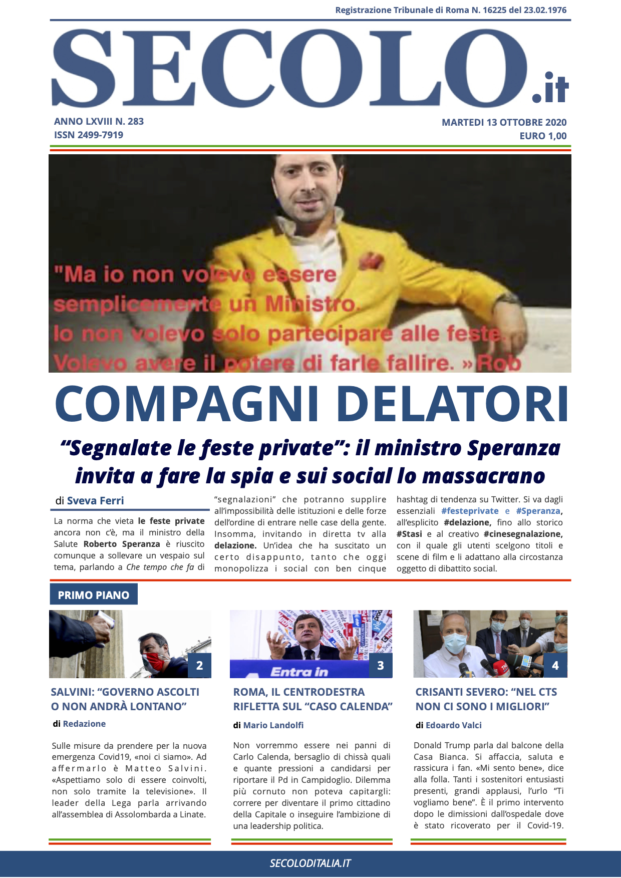 Martedi 13 Ottobre 2020