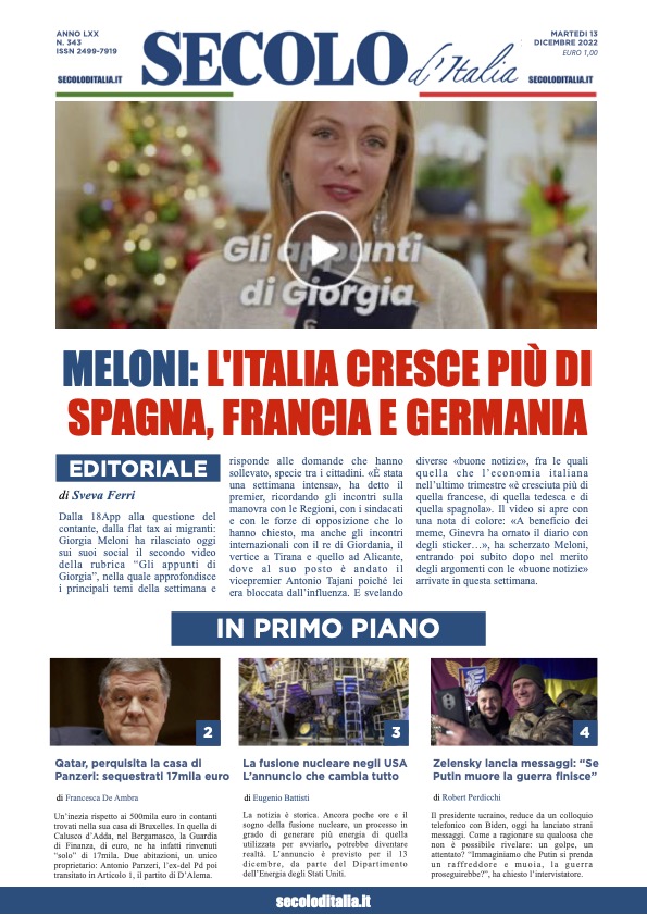 Martedi 13 dicembre 2022