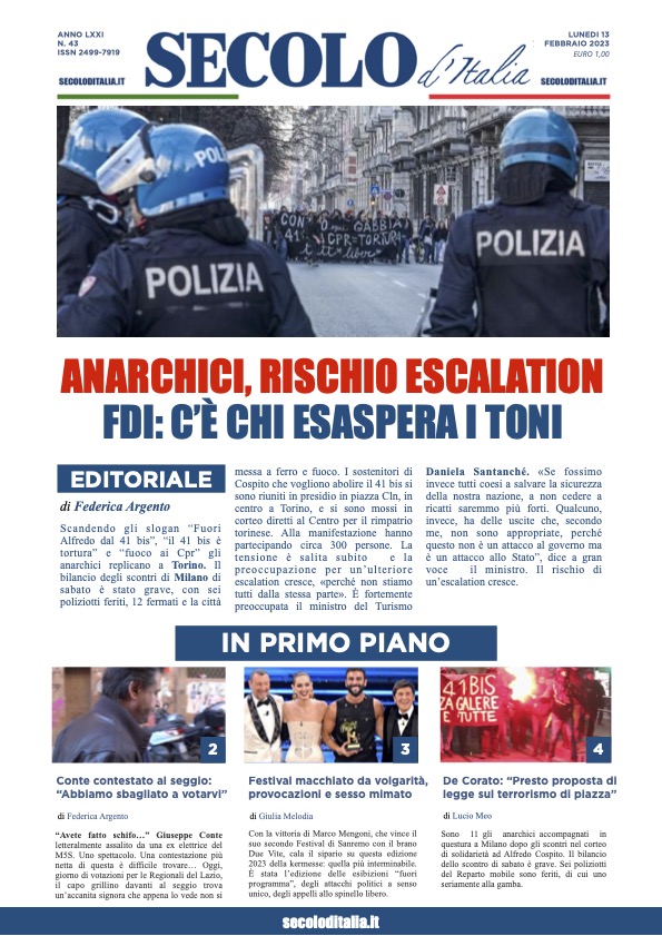 Lunedi 13 febbraio 2023