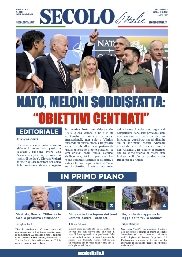 Giovedi 13 luglio 2023