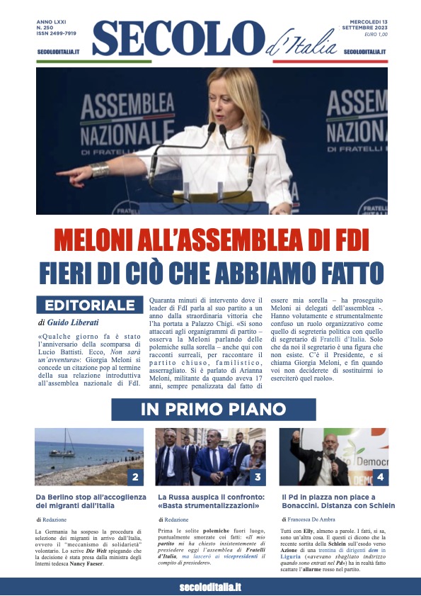 Mercoledi 13 settembre 2023