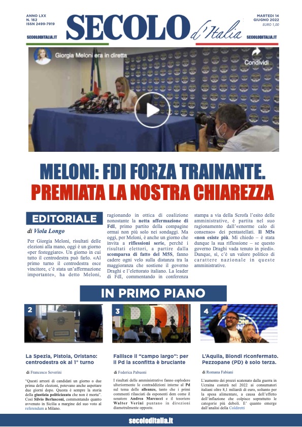 Martedi 14 giugno 2022
