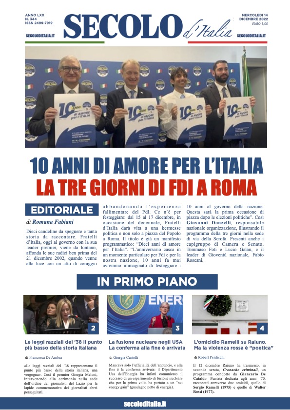 Mercoledi 14 dicembre 2022